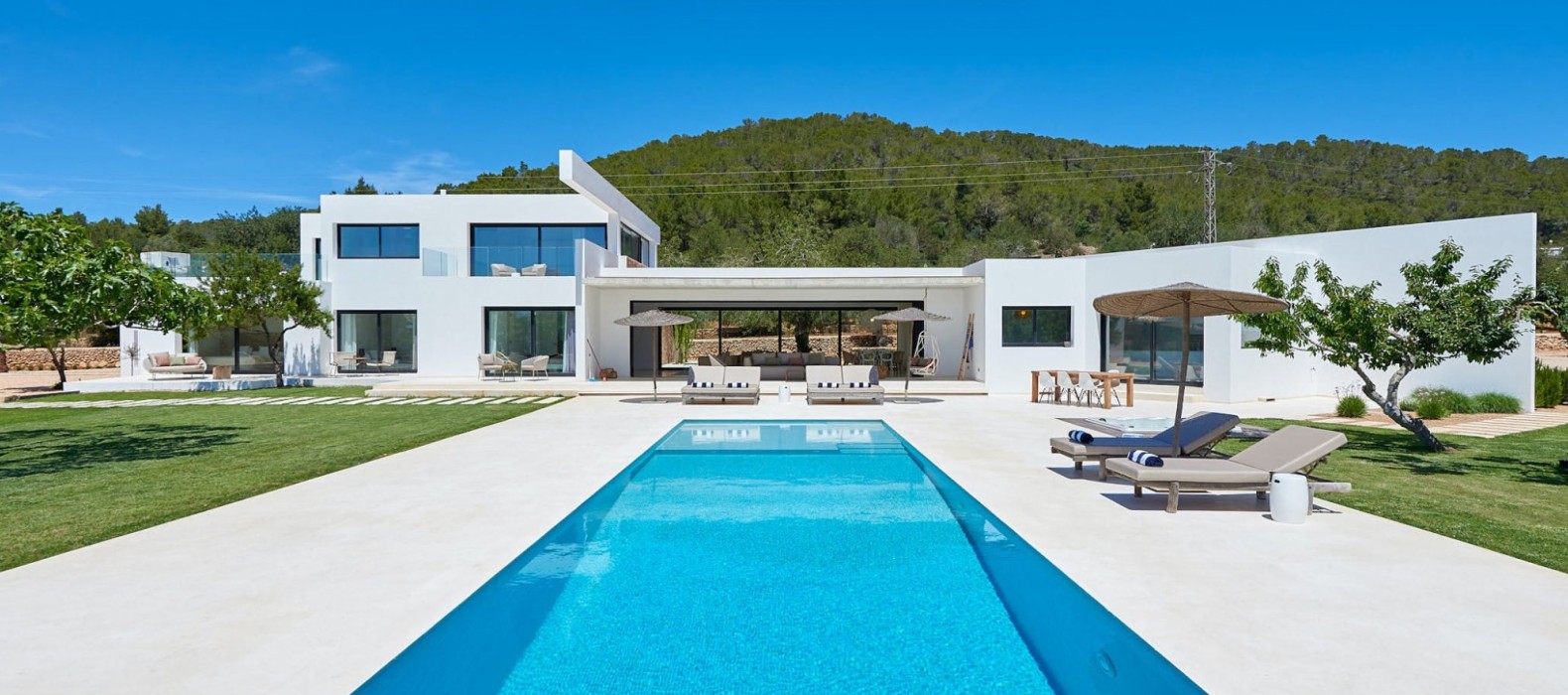 Exterior pool view of Villa White Light Ibiza