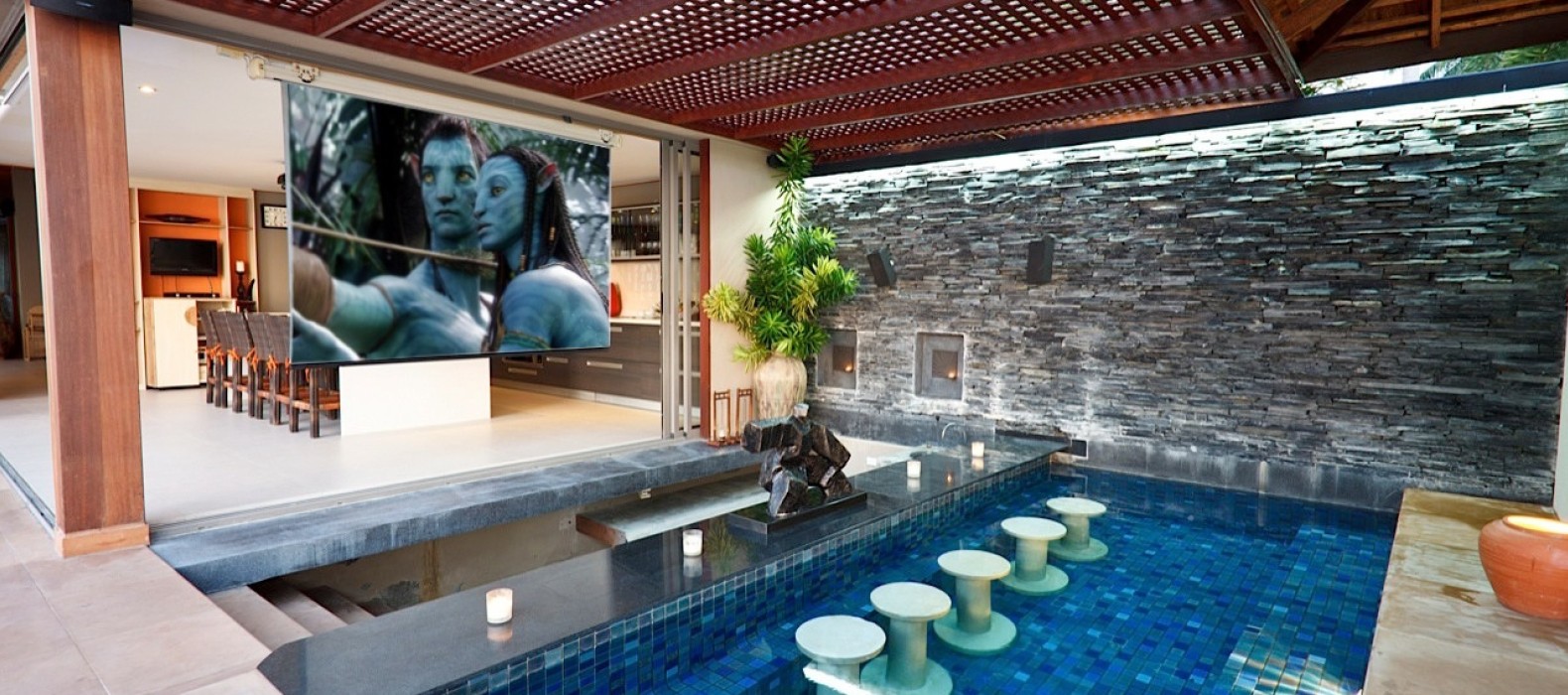Pool bar with cinema of Villa Kalai, Koh Samui