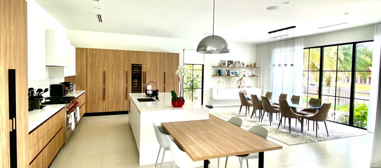 Open kitchen area of Villa Alea in Miami